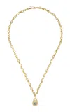 Ten Thousand Things 18k Yellow Gold Diamond Locket Cast Oval Link Necklace