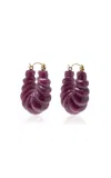 Ten Thousand Things 18k Yellow Gold Ruby Hoop Earrings In Red