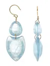 Ten Thousand Things 18kt Yellow Gold Double Heart Aquamarine Earrings In Gold