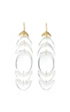 Ten Thousand Things Double Peacock 18k Yellow Gold Crystal Earrings In White