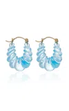 Ten Thousand Things Exclusive Riviera 18k Yellow Gold Topaz Hoop Earrings In Blue