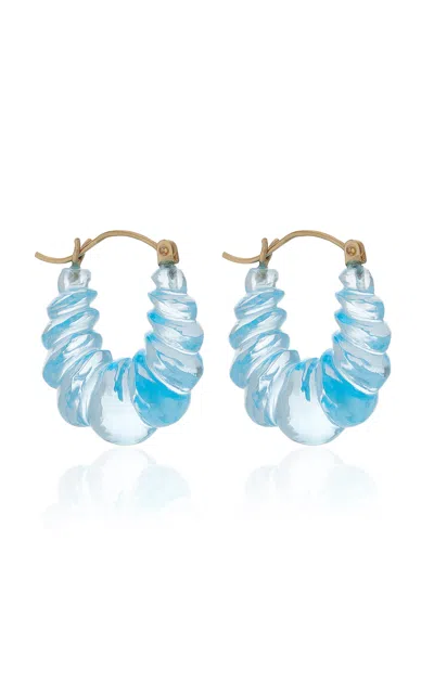 Ten Thousand Things Exclusive Riviera 18k Yellow Gold Topaz Hoop Earrings In Blue