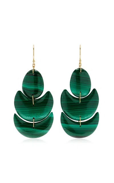 Ten Thousand Things Lotus 18k Yellow Gold Malachite Earrings