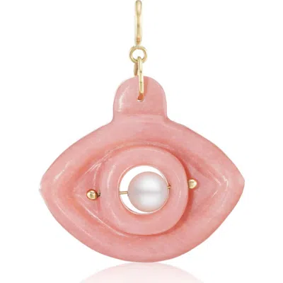 Ten Thousand Things Pink Opal And White Pearl Evil Eye Charm In Pink Opal/white Pearl