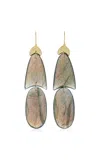 Ten Thousand Things Small Flat Arrow 18k Yellow Gold Labradorite Earrings In Grey