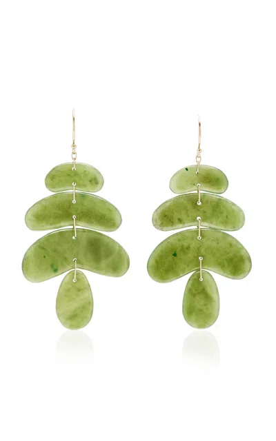 Ten Thousand Things Small Totem 18k Yellow Gold Jade Earrings In Green