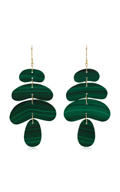 Ten Thousand Things Small Totem 18k Yellow Gold Malachite Earrings
