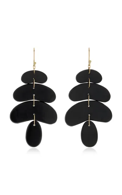 Ten Thousand Things Small Totem 18k Yellow Gold Onyx Earrings In Black