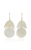 Ten Thousand Things Tiny Arp 18k Yellow Gold Mother-of-pearl Earrings In White