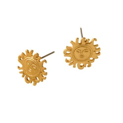 Ten Thousand Villages Calida Plate Sun Post Earrings In Gold