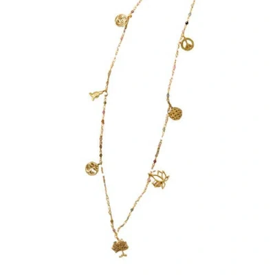Ten Thousand Villages Good Fortune Charm Necklace In Gold