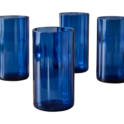 Ten Thousand Villages Gronn Upcycled Tumbler Set Of Four In Blue