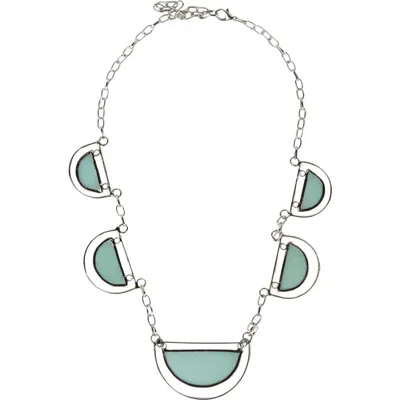Ten Thousand Villages Half Moon Capiz Necklace In Green
