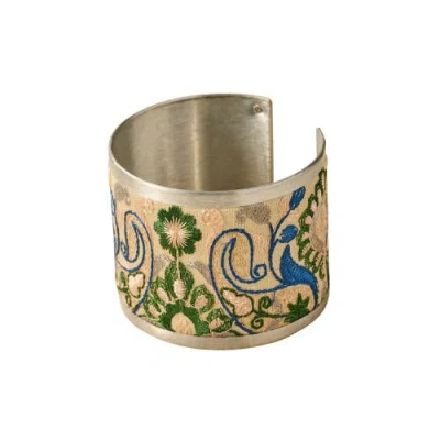 Ten Thousand Villages Jabardasta Silk Embroidered Cuff In Multi