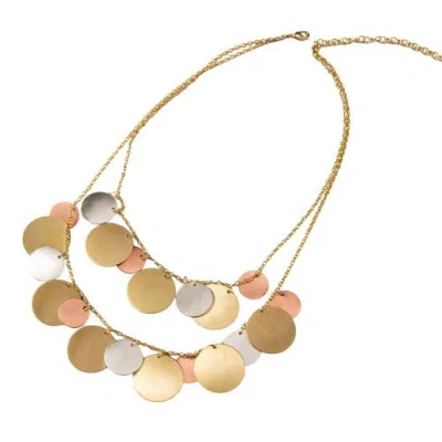 Ten Thousand Villages Jharana Layered Disc Necklace In Gold