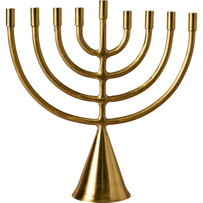 Ten Thousand Villages Jyoti Brass Horn Menorah In Gold