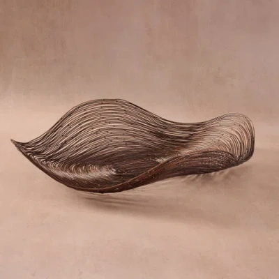 Ten Thousand Villages Lahar Wavy Wire Bowl In Brown