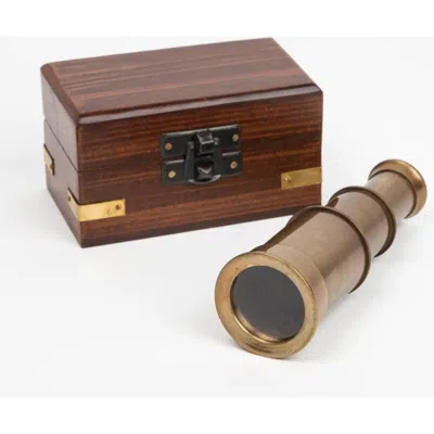 Ten Thousand Villages Mini Telescope & Box In Brown