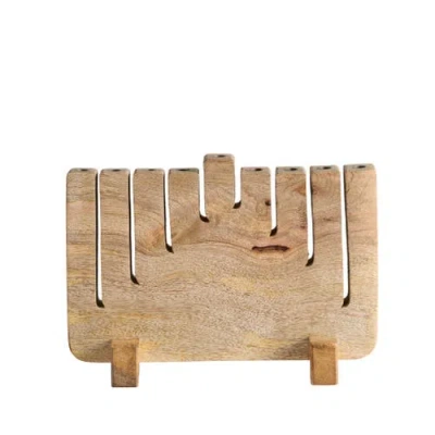 Ten Thousand Villages Modern Mango Wood Menorah In Natural