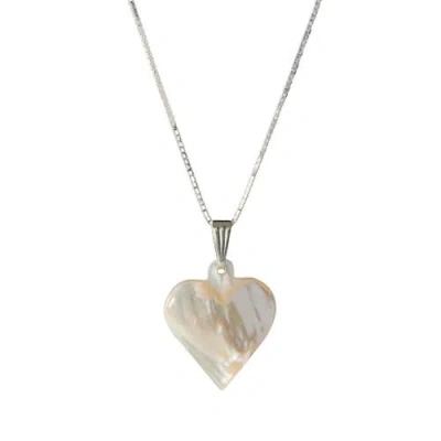 Ten Thousand Villages Mother Of Pearl Heart Pendant Necklace In White/natural