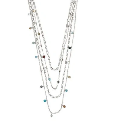 Ten Thousand Villages Nanda Layered Beaded Necklace In Silver