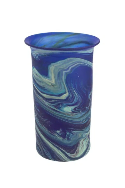 Ten Thousand Villages Phoenician Glass Vase In Blue