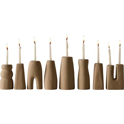 Ten Thousand Villages Prakasa Modern Terracotta Menorah In Sand