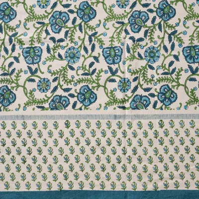 Ten Thousand Villages Sharan Floral Block Print Tablecloth In Blue