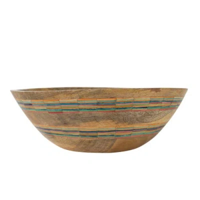 Ten Thousand Villages Striped Mango Wood Salad Bowl In Natural