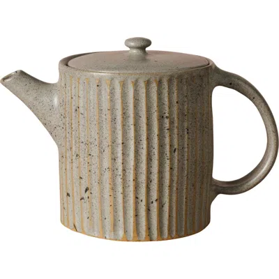 Ten Thousand Villages Sundara Fluted Ceramic Teapot In Gray