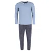 Ten West Apparel Men's Long Sleeve Henley With Flannel Pant Lounge Set In Black