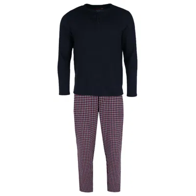 Ten West Apparel Men's Long Sleeve Henley With Flannel Pant Lounge Set In Pink