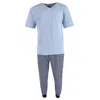 Ten West Apparel Men's V-neck Top With Plaid Jogger Lounge Set In Multi