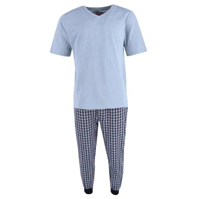 Ten West Apparel Men's V-neck Top With Plaid Jogger Lounge Set In Multi