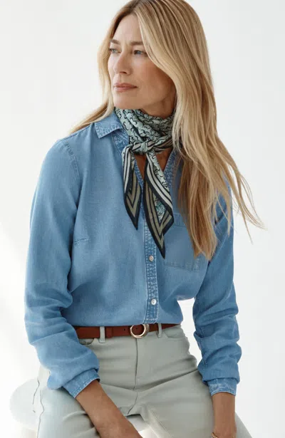 Tencel Petite Indigo  Lyocell Shirt In Cape May Wash