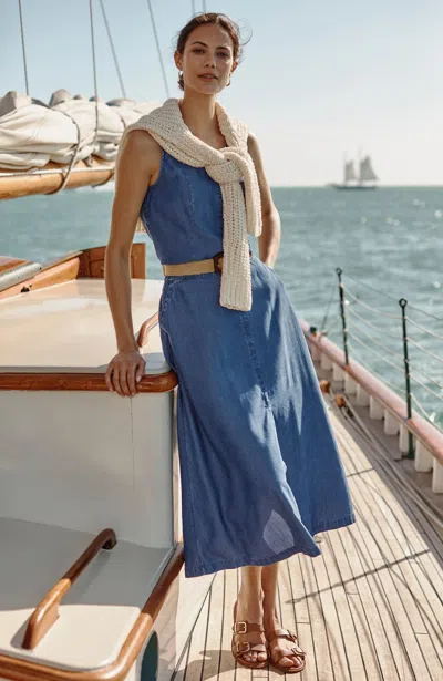 Tencel Petite  Lyocell A-line Maxi Skirt Pants In East Brook Wash
