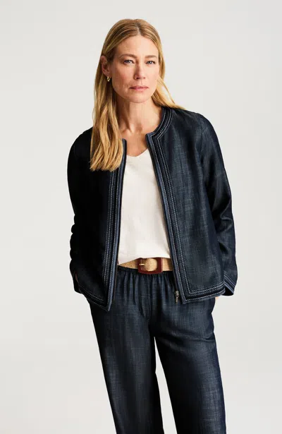 Tencel Tall Indigo  Lyocell Zip-front Jacket In Harbor Mist Wash Multi