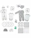 Tendertyme 22 Piece Baby's Elephants And Woodland Infant Apparel Layette Gift Set In Gray