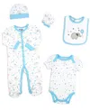 Tendertyme Baby Boy Elephants And Balloons 5 Piece Layette Set In Baby Blue