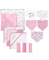 Tendertyme Baby Boys And Baby Girls 14 Piece Baby Blanket And Bath Gift Bundle In Pink