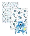 Tendertyme Baby Boys And Baby Girls 3 Piece Fleece Blanket And Taggy Toy Gift Assortment In Blue