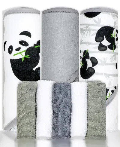 Tendertyme Baby Boys And Baby Girls 8 Piece Hooded Bath Towel And Wash Cloth Set In Gray