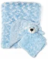 Tendertyme Baby Boys Curly Plush Blanket With Nunu, 2 Piece Set In Plush Blue