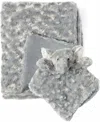 Tendertyme Baby Boys Or Baby Girls Curly Plush Blanket, 2 Piece Set In Plush Gray