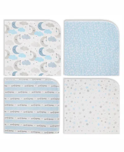 Tendertyme Baby Boys Or Baby Girls Sweet Dreams Receiving Blankets, Pack Of 4 In Blue