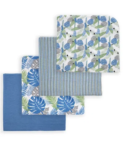 Tendertyme Baby Boys Or Baby Girls Tropical Islands Receiving Blankets, Pack Of 4 In Blue