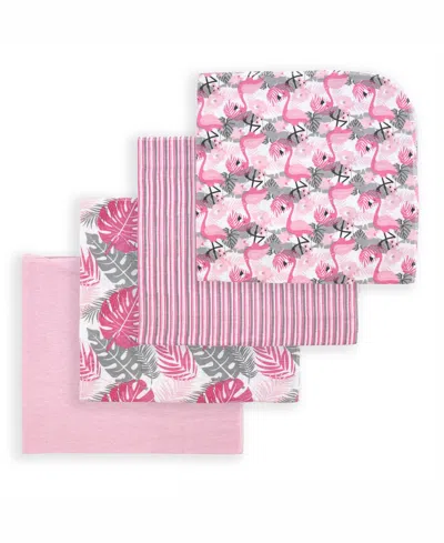 Tendertyme Baby Boys Or Baby Girls Tropical Islands Receiving Blankets, Pack Of 4 In Pink