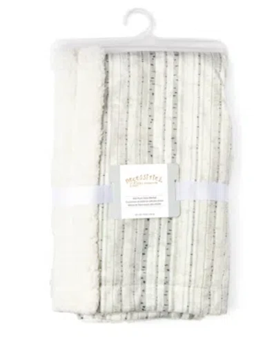 Tendertyme Baby Girls And Boys Birch Pattern Mink Sherpa Blanket In Gray And White