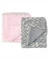 Tendertyme Baby Girls Curly Plush Baby Blankets, Pack Of 2 In Pink And Gray