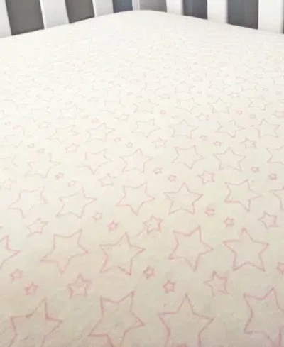 Tendertyme Baby Girls Flannel Star Crib Sheet In Pink